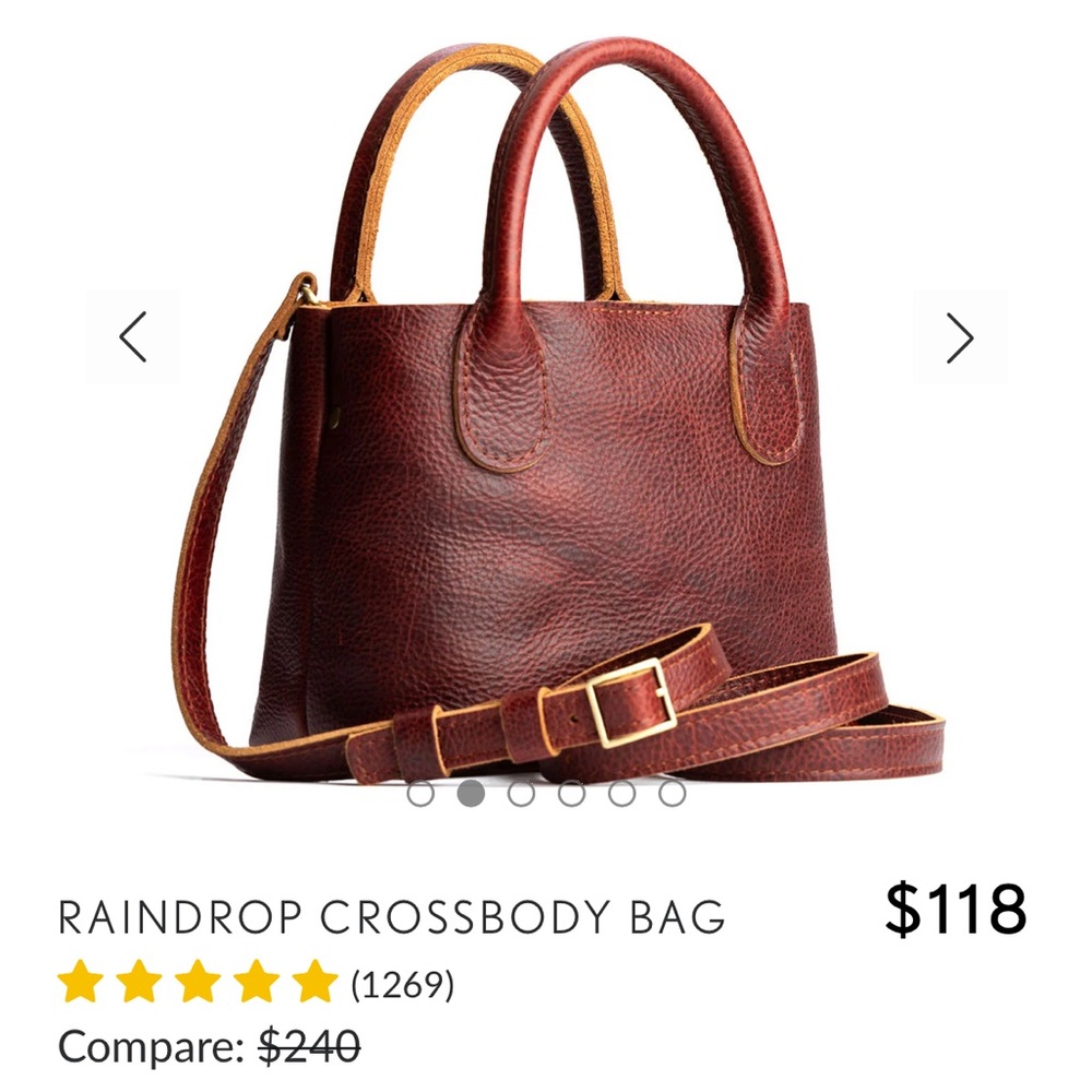 Portland leather raindrop crossbody bag small cinnamon bear